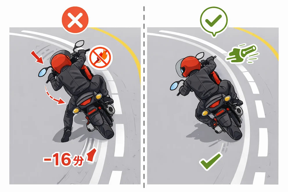 強調「動力」對轉彎平衡的重要性